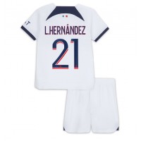 Stroje piłkarskie Paris Saint-Germain Lucas Hernandez #21 Koszulka Wyjazdowej dla dzieci 2023-24 Krótki Rękaw (+ szorty)